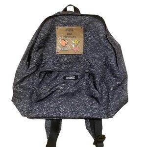 Brand new gray Victoria's Secret PINK backpack with pins